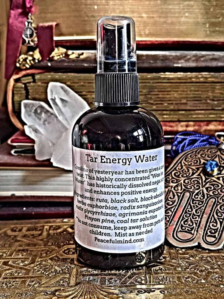 Bottle of Tar Energy Water Spray for aura cleansing and spiritual protection – Metaphysical Energy Store